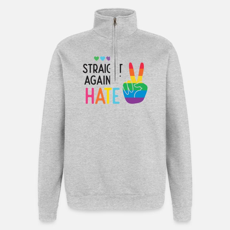 LGBT Pride Month - Straight Against Hate - Quarter-Zip Sweatshirt - heather grey