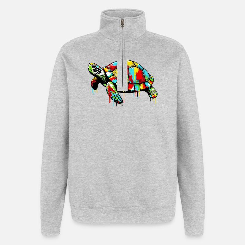 Tortue - Sweat à zip 1/4 - gris chiné