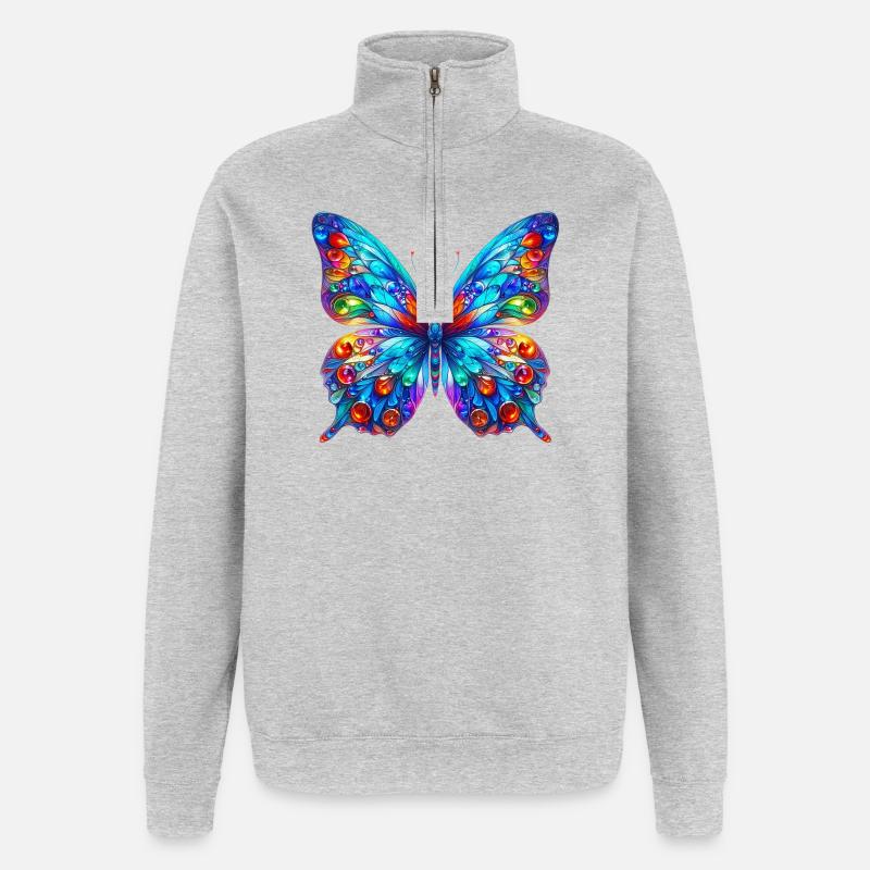 Papillon - Sweat à zip 1/4 - gris chiné