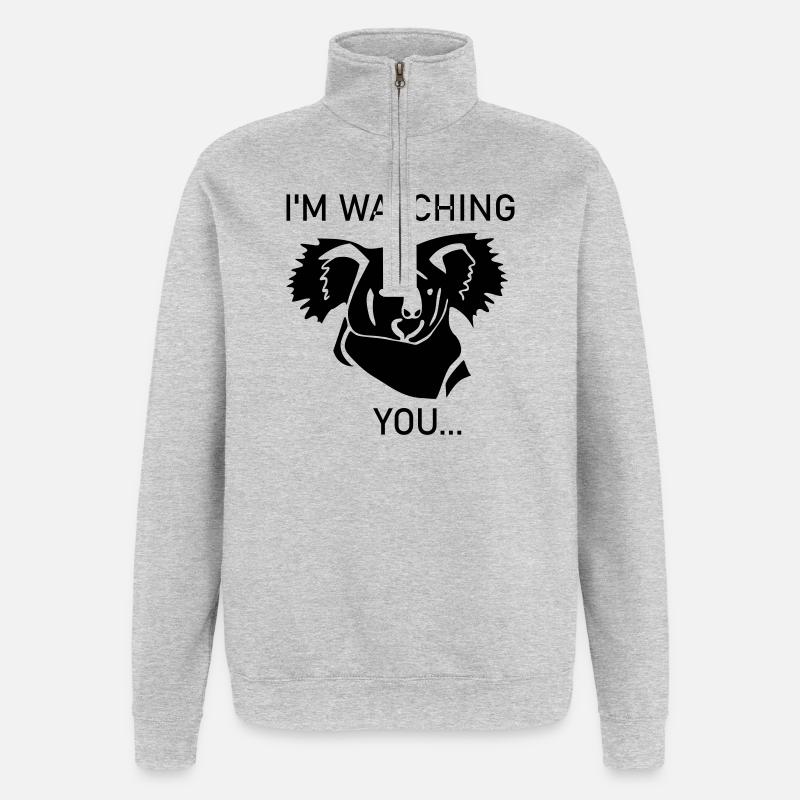 Koala vous regarde - Sweat à zip 1/4 - gris chiné