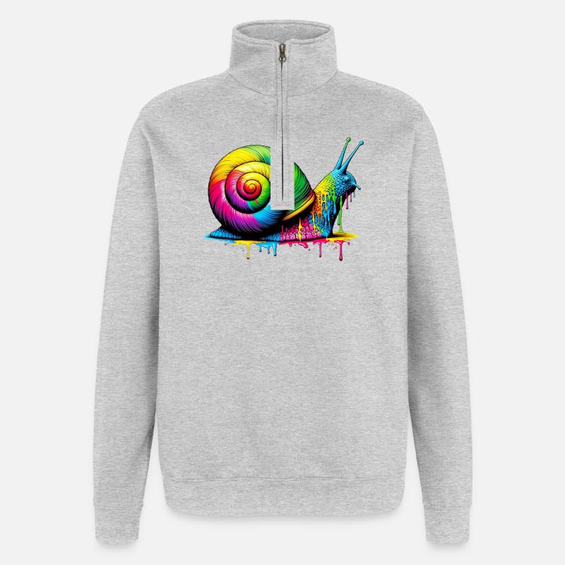 Escargot - Sweat à zip 1/4 - gris chiné