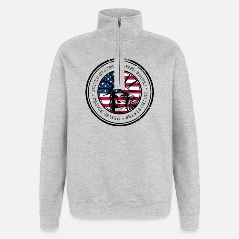 Cercle du drapeau de la Liberté - Sweat à zip 1/4 - gris chiné