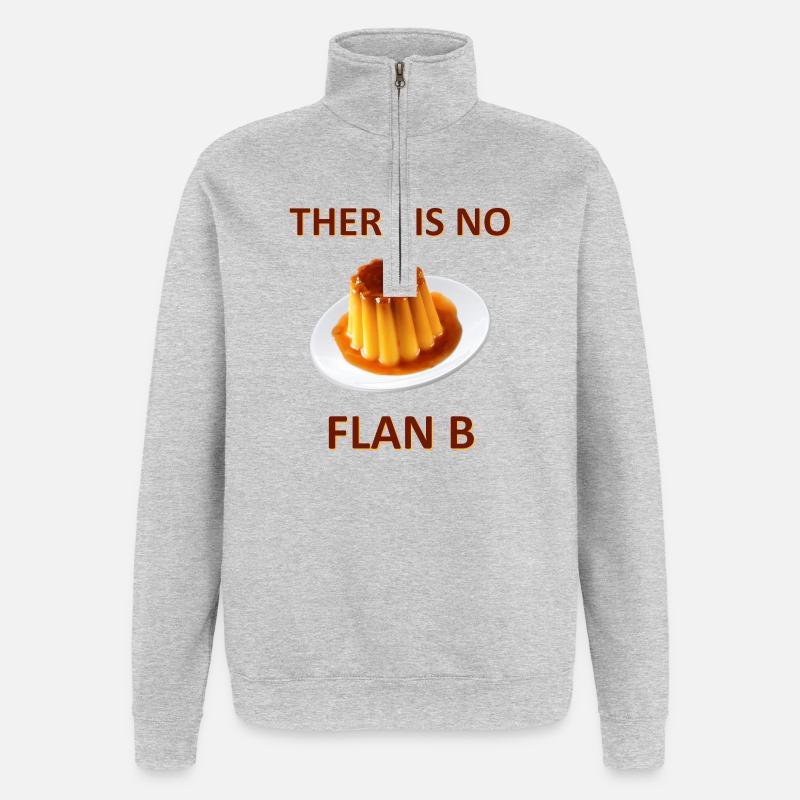 There Is No Flan B - Sweat à zip 1/4 - gris chiné