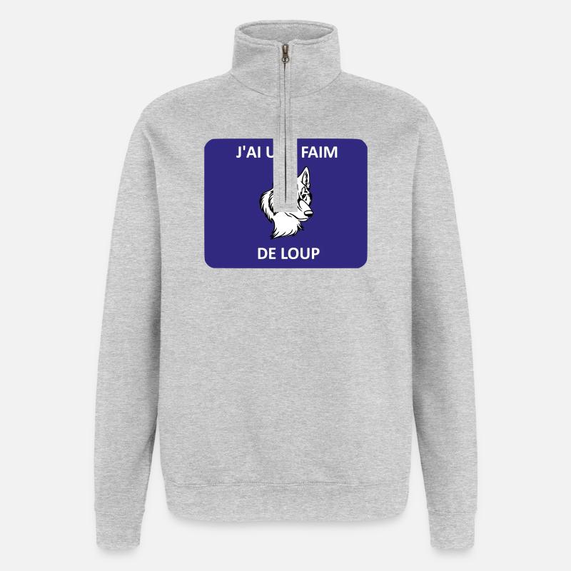Ich bin hungrig wie ein Wolf - Quarter-Zip-Sweatshirt - Grau meliert