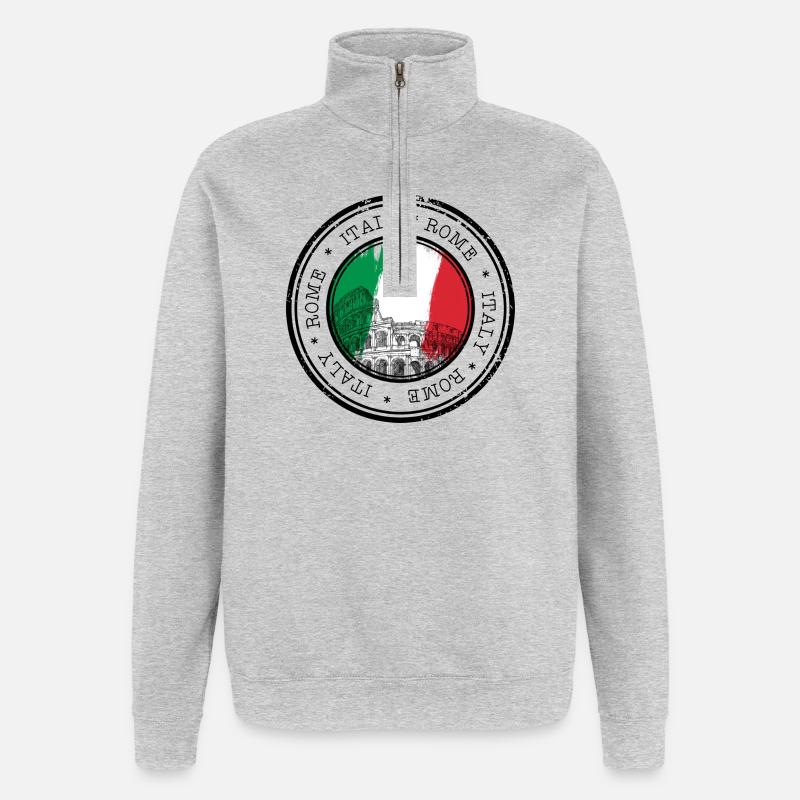 Drapeau du Cercle du Colisée Italia - Sweat à zip 1/4 - gris chiné