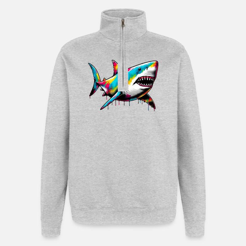 Hai - Quarter-Zip-Sweatshirt - Grau meliert