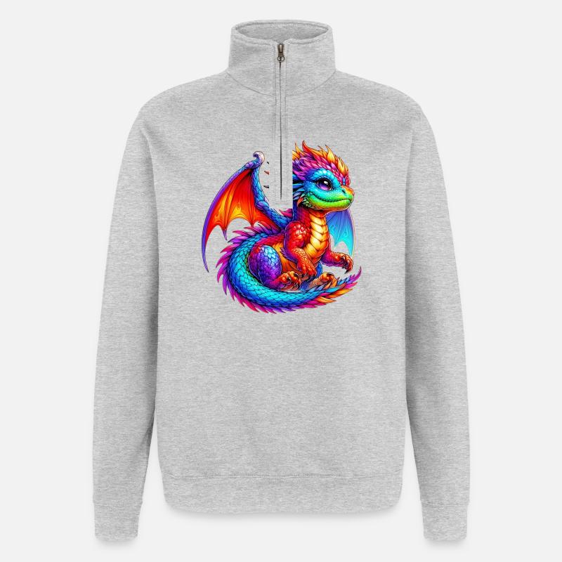 Dragon - Sweat à zip 1/4 - gris chiné