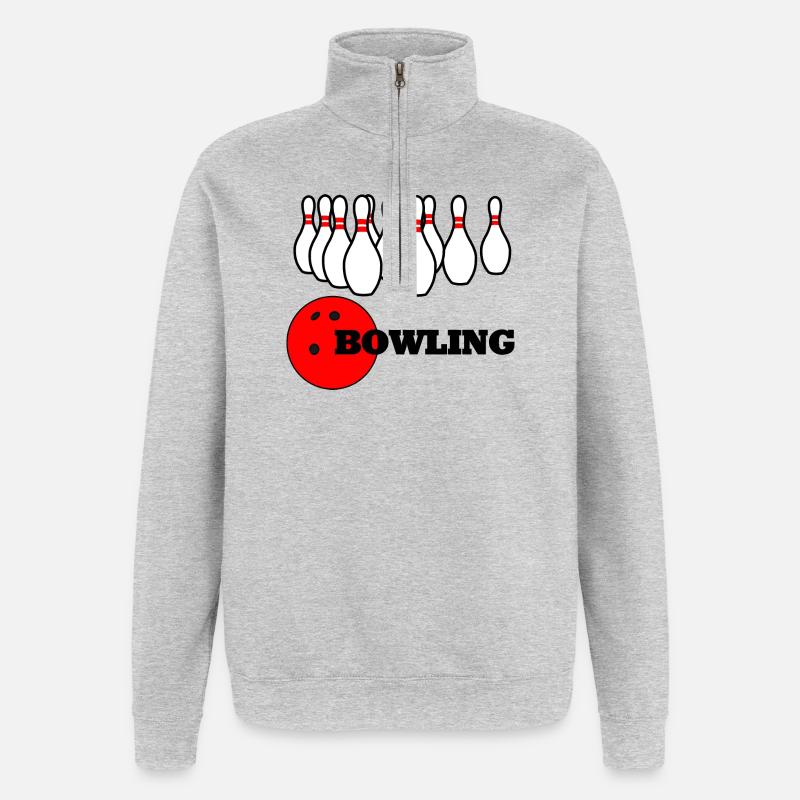 Logo de bowling - Sweat à zip 1/4 - gris chiné