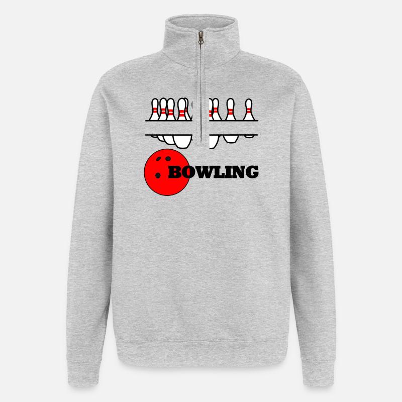 Bannière logo bowling - Sweat à zip 1/4 - gris chiné