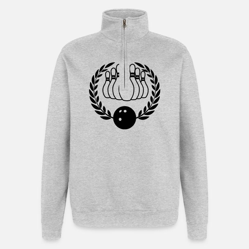 Couronne de laurier bowling - Sweat à zip 1/4 - gris chiné