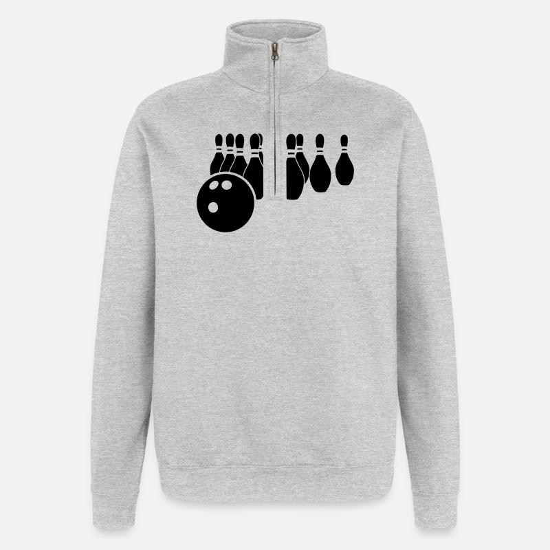 Logo de bowling - Sweat à zip 1/4 - gris chiné