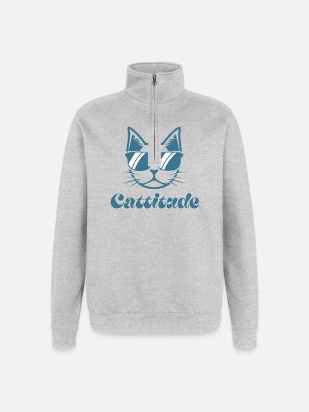 Graphique de lunettes de soleil Cattitude Cat - Sweat à zip 1/4 - gris chiné