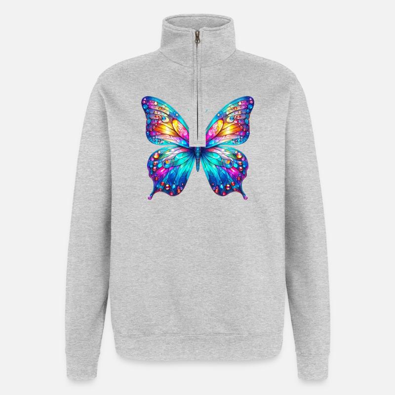 Papillon - Sweat à zip 1/4 - gris chiné