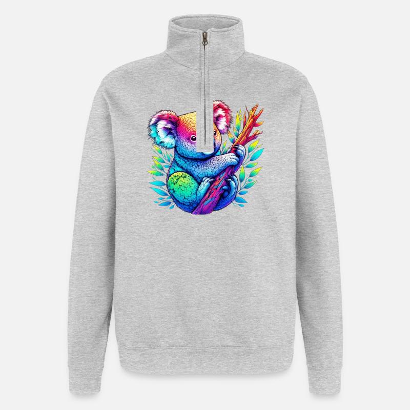 Koala - Sweat à zip 1/4 - gris chiné