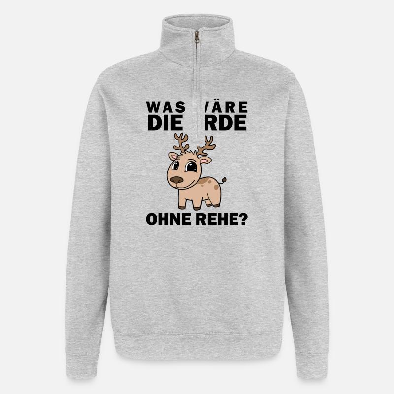 Dictons de dicton de cerf - Sweat à zip 1/4 - gris chiné