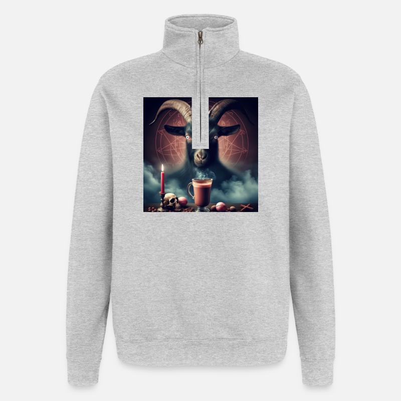 Satan anrufen - Quarter-Zip-Sweatshirt - Grau meliert