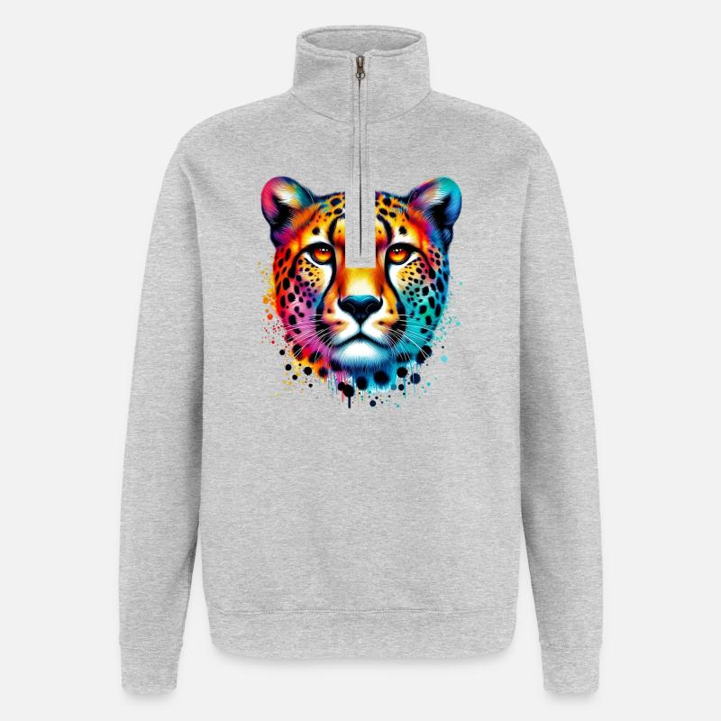 Guépard - Sweat à zip 1/4 - gris chiné
