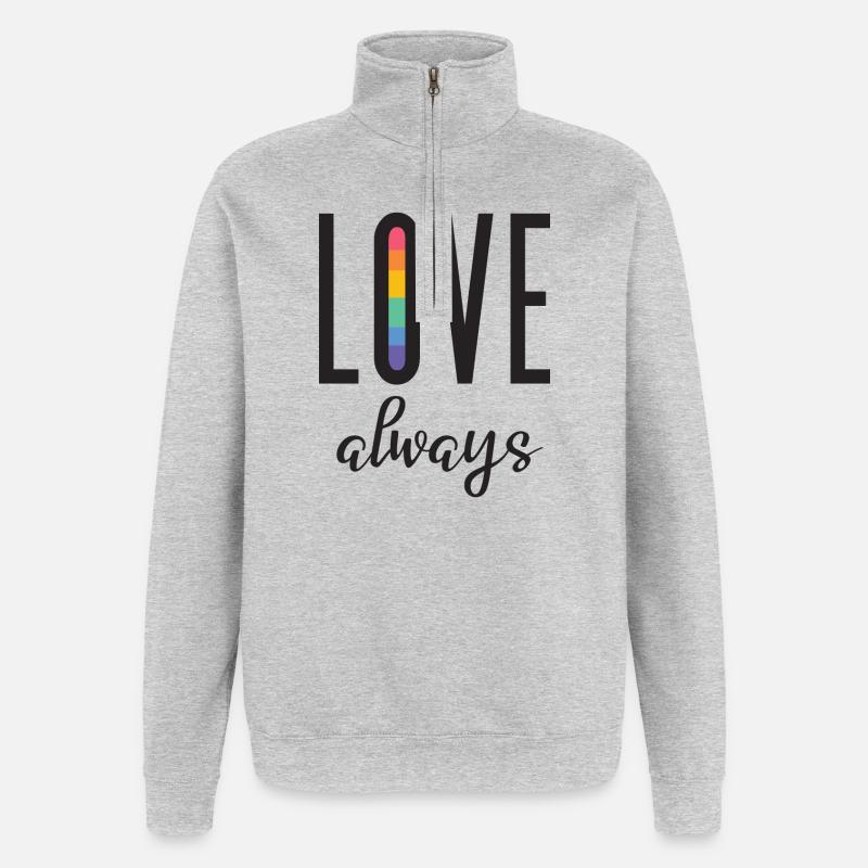 LGBT Pride Month - Liebe immer - Quarter-Zip-Sweatshirt - Grau meliert