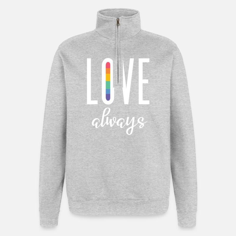 LGBT Pride Month - Liebe immer - Quarter-Zip-Sweatshirt - Grau meliert