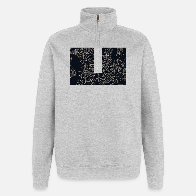 Goldenes Blatt Gesicht Silhouette - Quarter-Zip-Sweatshirt - Grau meliert