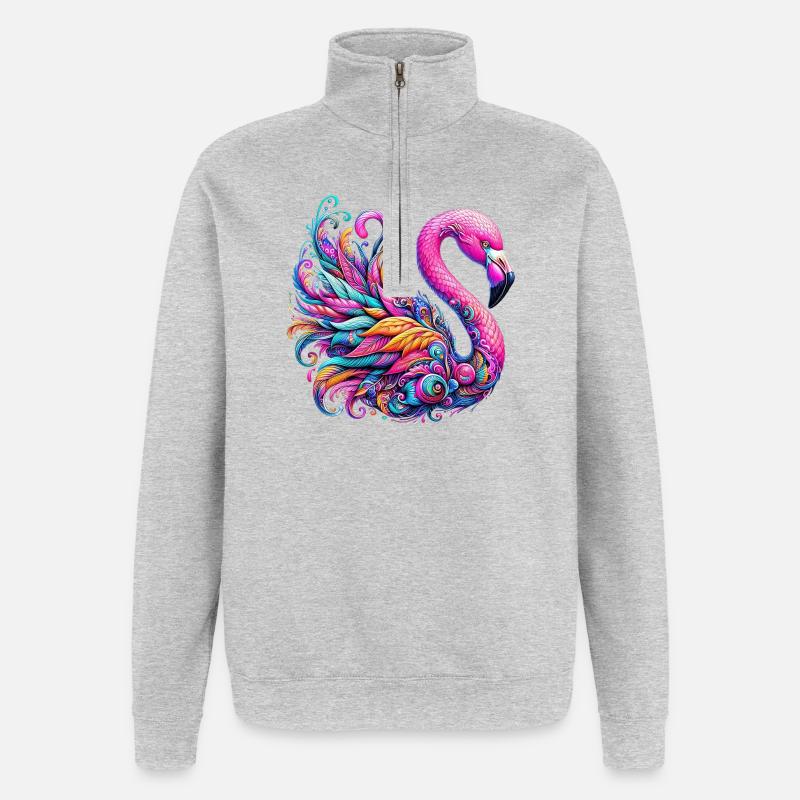 Flamant - Sweat à zip 1/4 - gris chiné