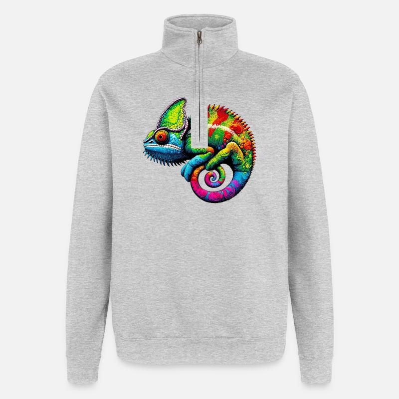 Caméléon - Sweat à zip 1/4 - gris chiné