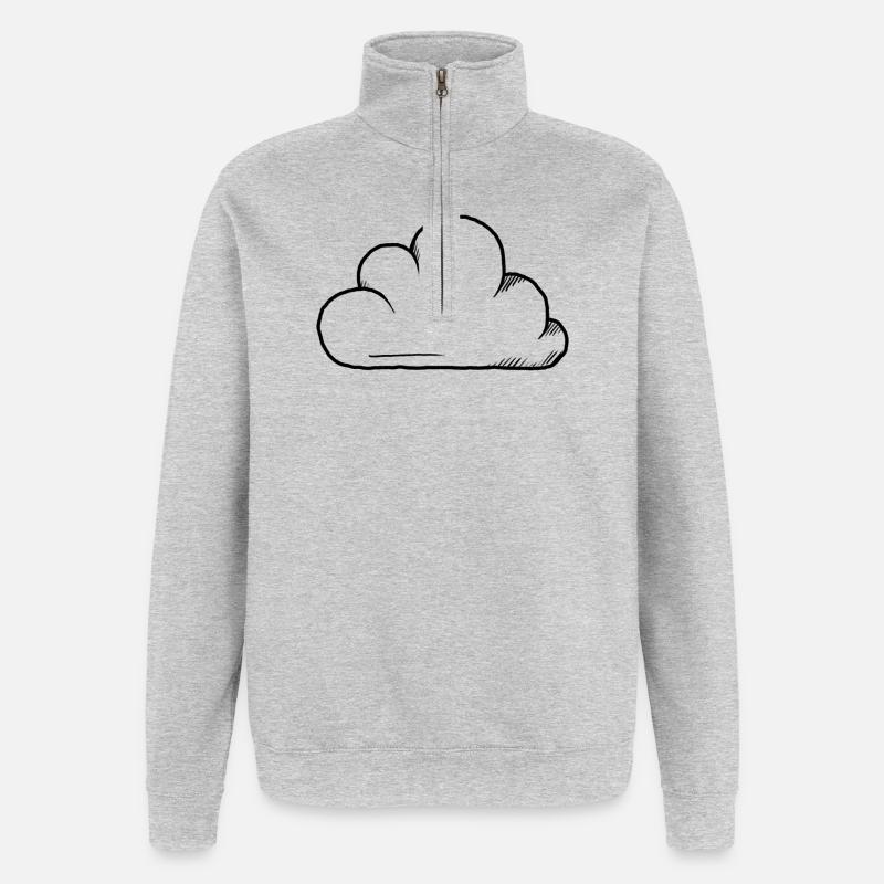 Cloud-Design - Quarter-Zip-Sweatshirt - Grau meliert