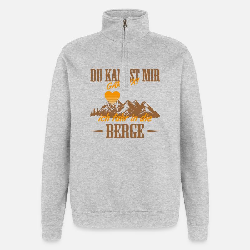 Berge Sehnsucht - Quarter-Zip-Sweatshirt - Grau meliert