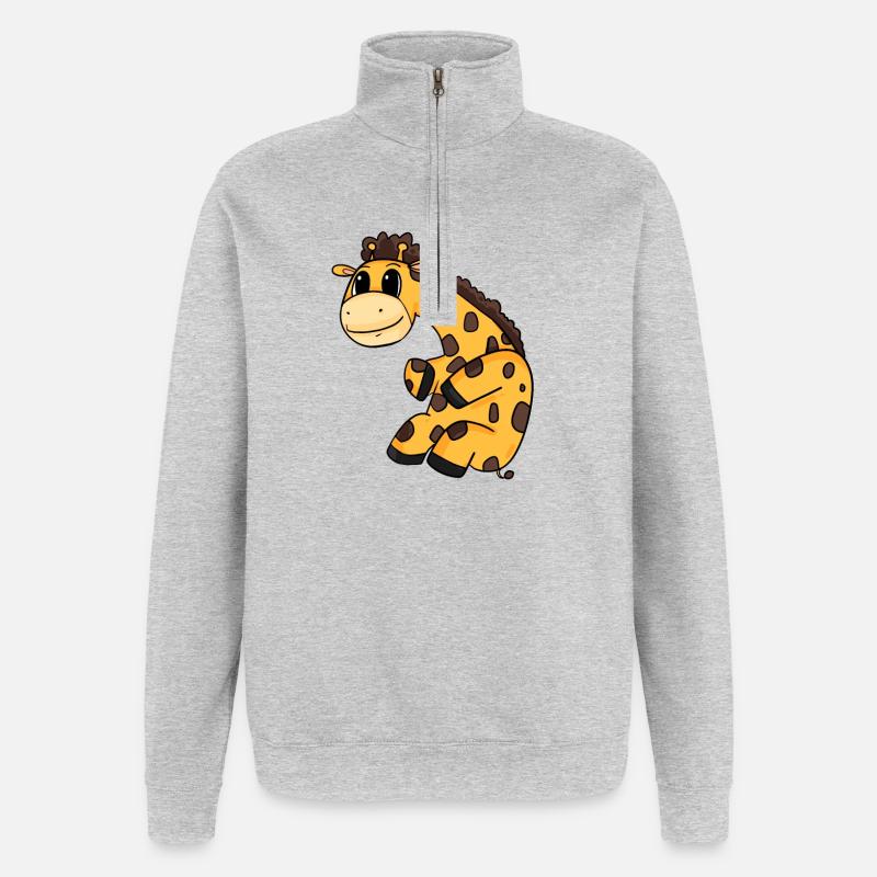 Girafe - Sweat à zip 1/4 - gris chiné