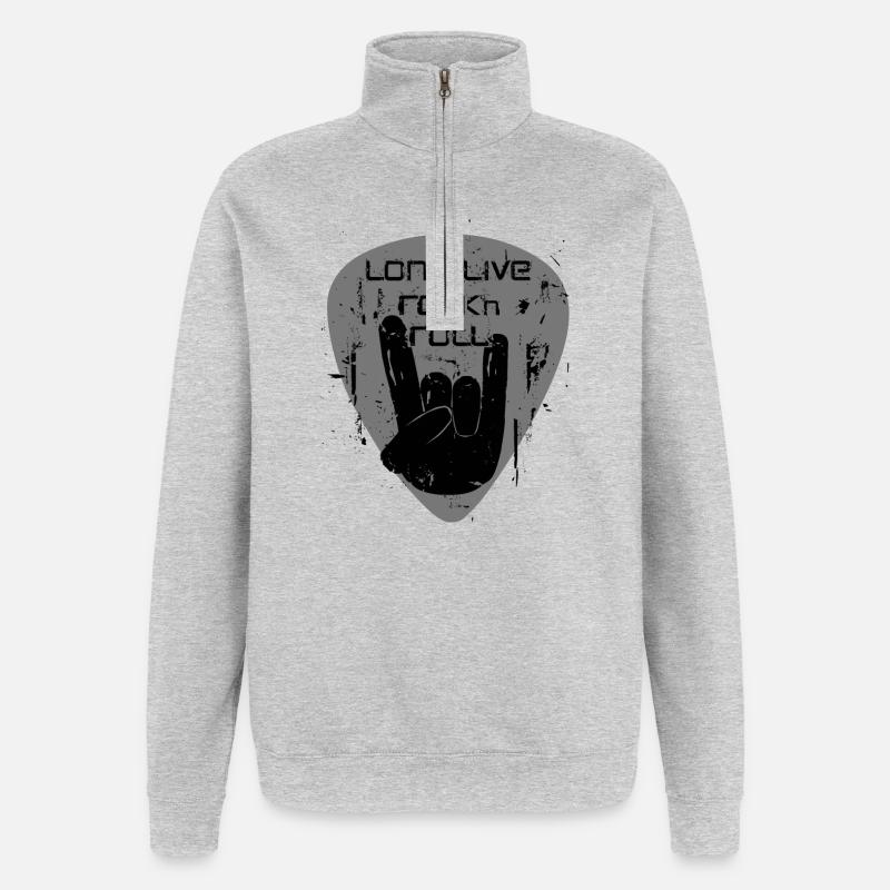 Longue vie au rock 'n' roll - Sweat à zip 1/4 - gris chiné