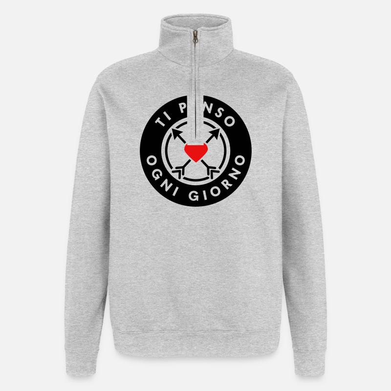 TI PENSO OGNI GIORNO - Sweat à zip 1/4 - gris chiné