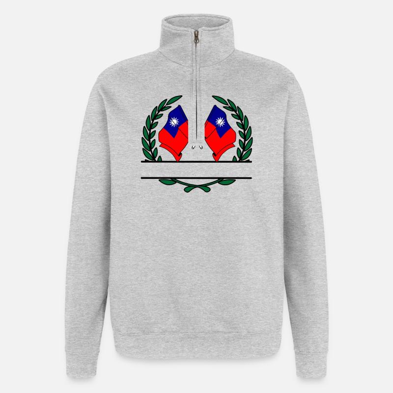 Flaggen Taiwan Lorbeerkranz-Banner - Quarter-Zip-Sweatshirt - Grau meliert