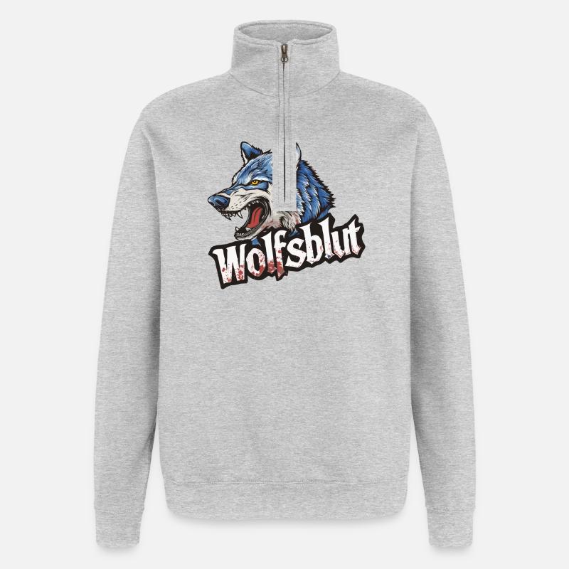 Wolfsblut Werwolf Logo - Quarter-Zip-Sweatshirt - Grau meliert