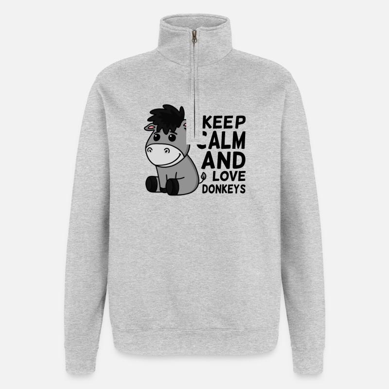 Esel Liebe Spruch Lustig Geschenk - Quarter-Zip-Sweatshirt - Grau meliert