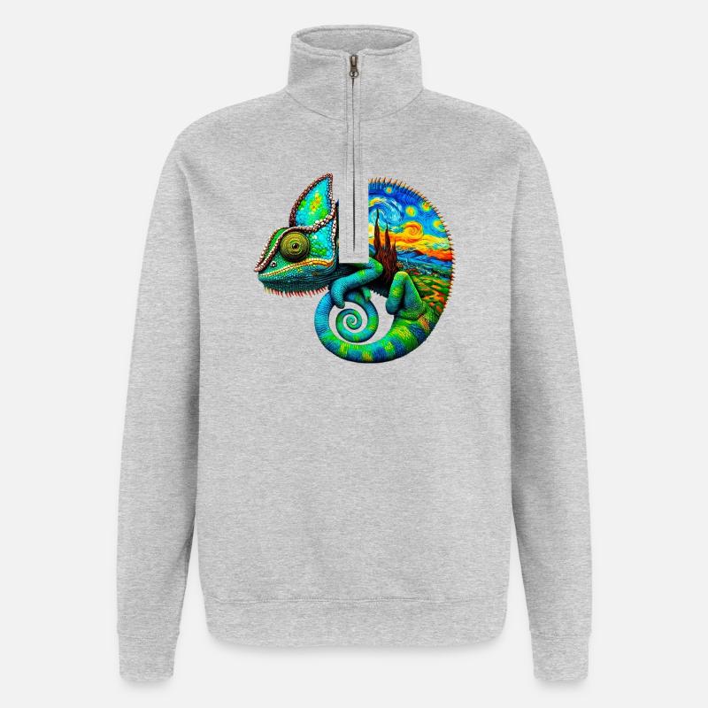 Van Gogh Chamäleon - Quarter-Zip-Sweatshirt - Grau meliert