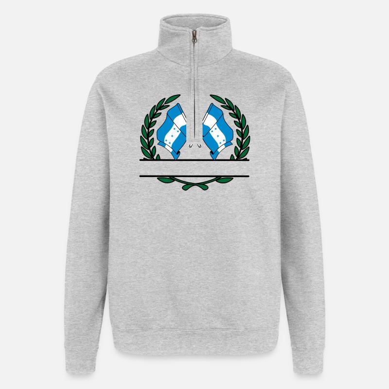 Drapeaux Honduras bannière couronne de laurier - Sweat à zip 1/4 - gris chiné