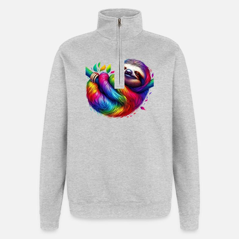 Faultier - Quarter-Zip-Sweatshirt - Grau meliert