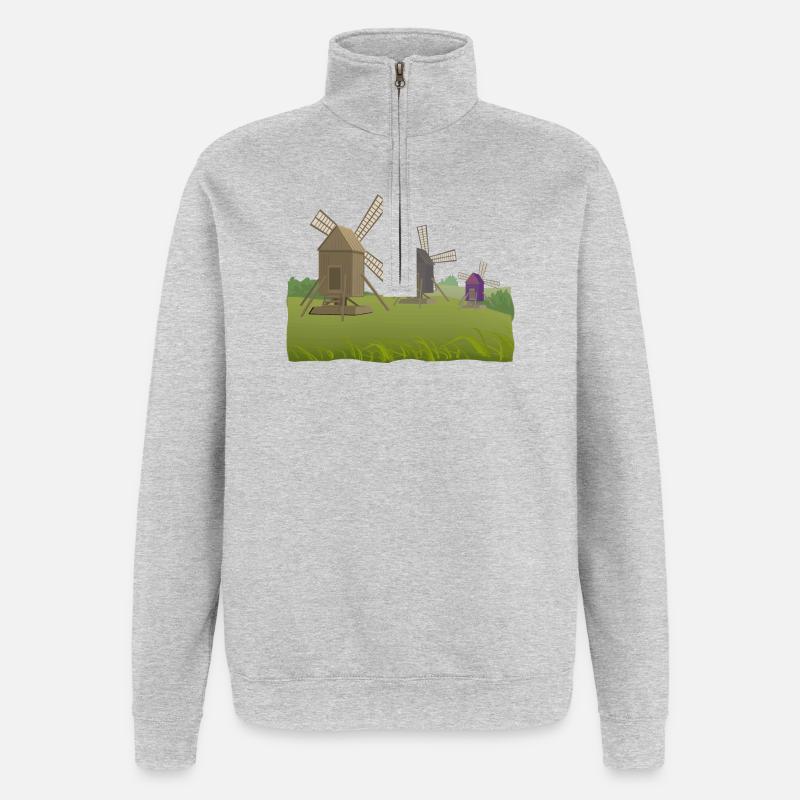 Windmühlen - Quarter-Zip-Sweatshirt - Grau meliert