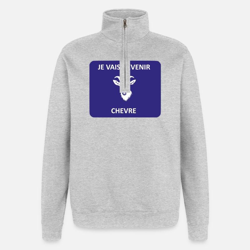 Je vais devenir chèvre - Sweat à zip 1/4 - gris chiné