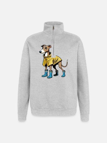 Whippet in raincoat - Quarter-Zip Sweatshirt - heather grey