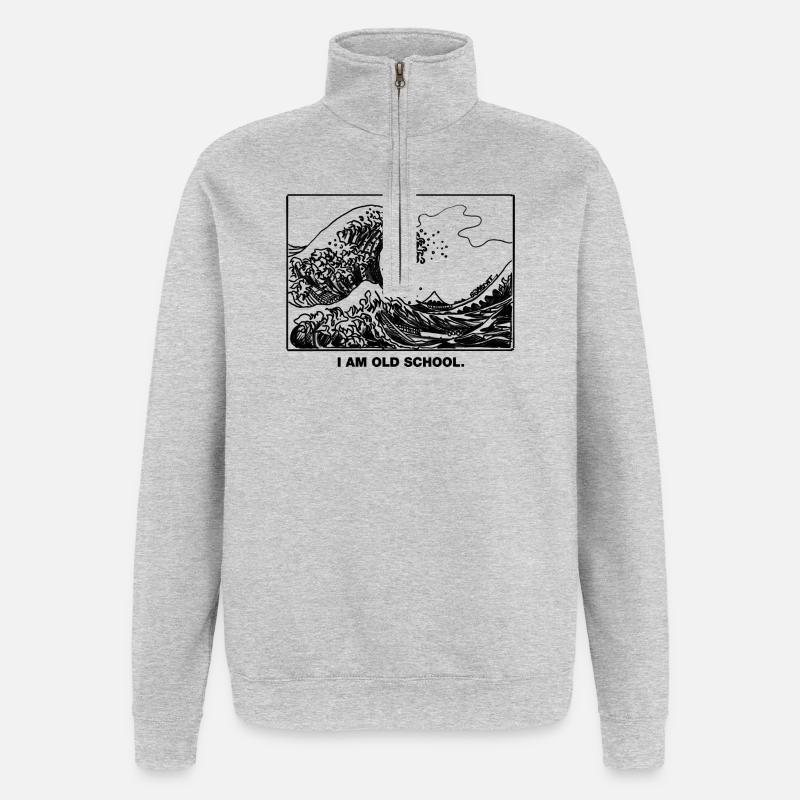 Old School Wave - Quarter-Zip Sweatshirt - heather grey