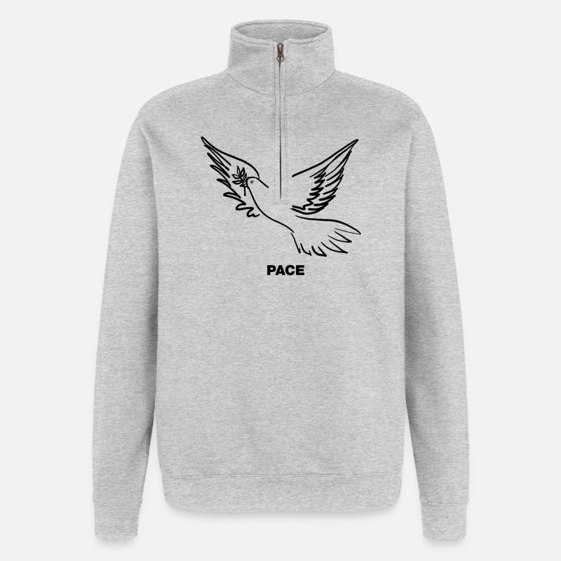 PACE - Friedenstaube - Quarter-Zip-Sweatshirt - Grau meliert