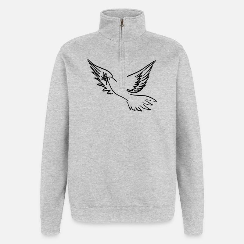 Friedenstaube / Pace / Peace - Quarter-Zip-Sweatshirt - Grau meliert