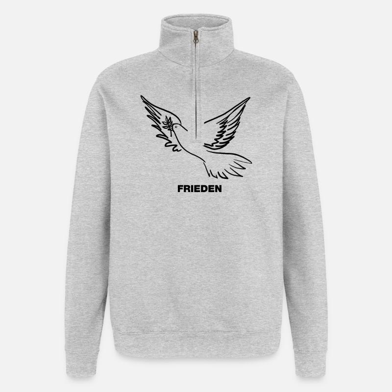 Frieden / Pace / Peace - Friedenstaube - Quarter-Zip-Sweatshirt - Grau meliert