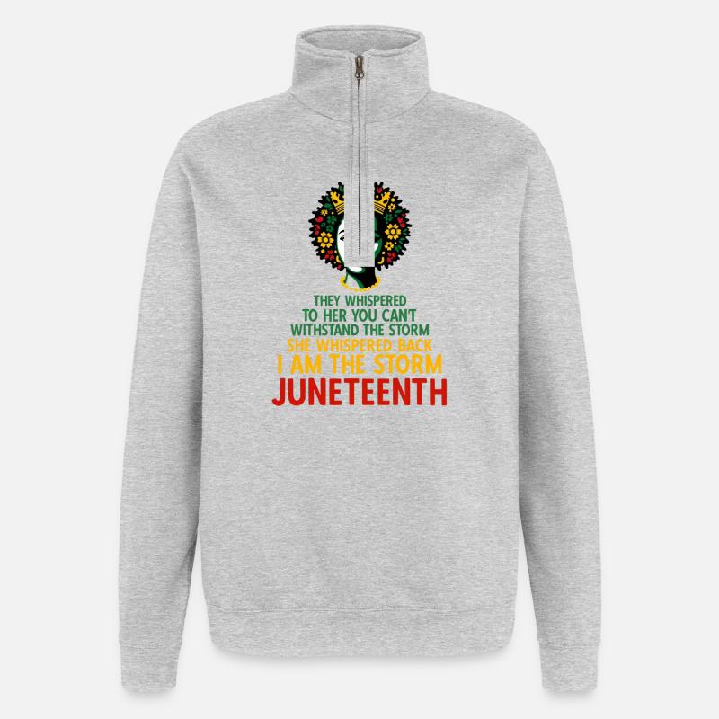 Lui ont-ils chuchoté. Juneteenth - Sweat à zip 1/4 - gris chiné
