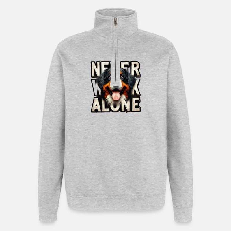 Berner Sennenhund - Quarter-Zip-Sweatshirt - Grau meliert