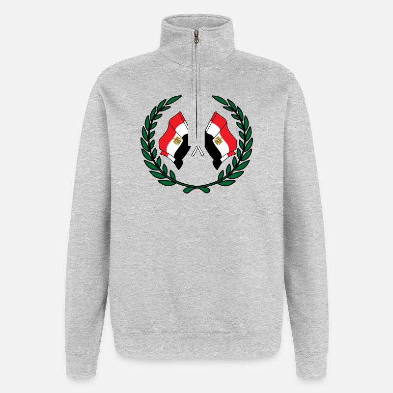 Drapeaux Égypte en couronne de laurier - Sweat à zip 1/4 - gris chiné