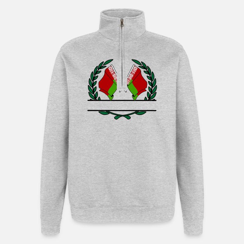 Fahnen Belarus Lorbeerkranz Banner - Quarter-Zip-Sweatshirt - Grau meliert