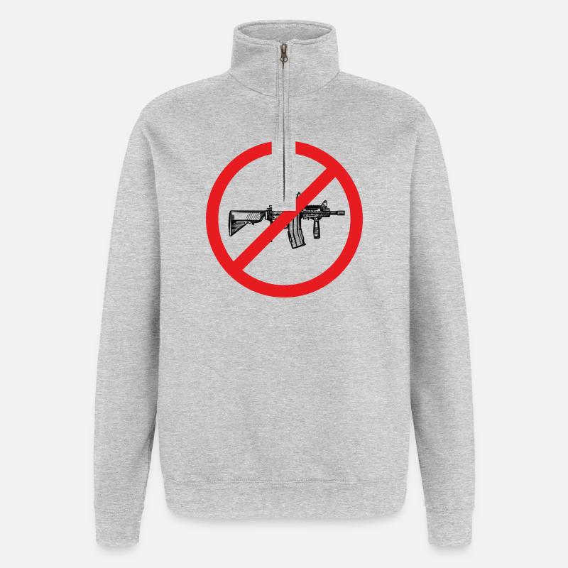 Stop War / Waffe verboten - Quarter-Zip-Sweatshirt - Grau meliert