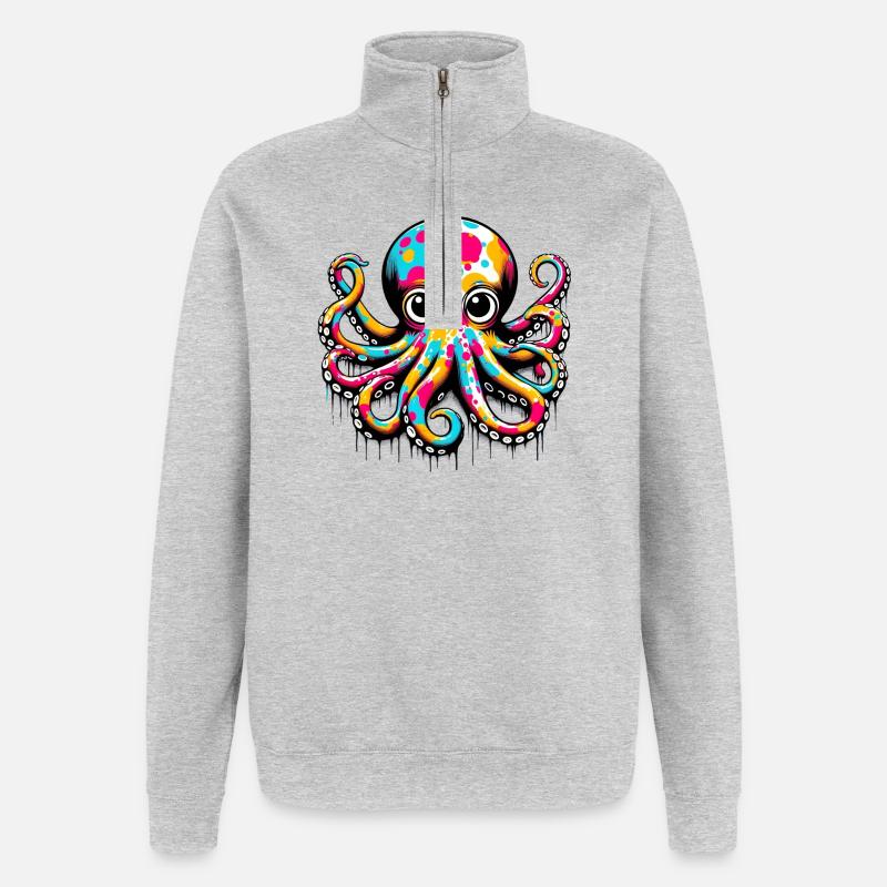 Octopus - Quarter-Zip Sweatshirt - heather grey